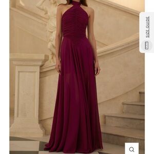 Miss Rosier Kerstin Purple Ruched Maxi Dress (Size Large)